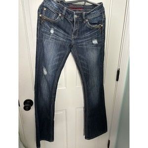 VTG Jeans Vintage 90s Bongo Distressed Wide Flare legJewel Size 7